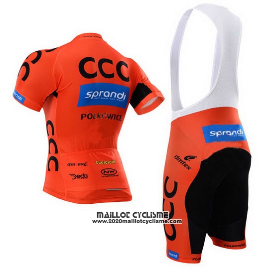2015 Maillot Ciclismo CCC Noir et Orange Manches Courtes et Cuissard